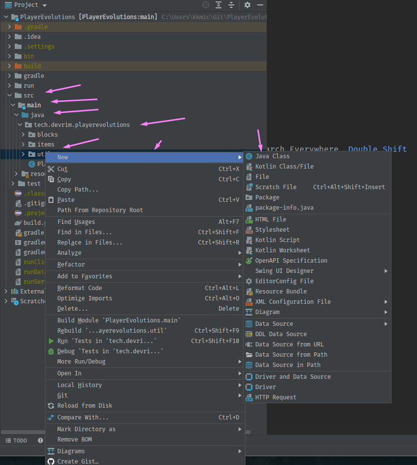 creating the registryhandler class