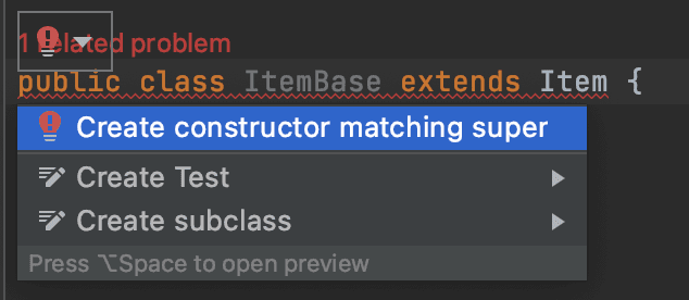 create constructor matching super