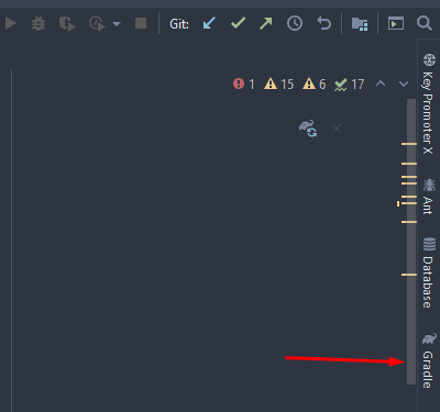 Click on Gradle on the side