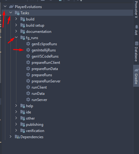 Gradle Project -> Tasks -> fg_runs -> genIntelliJRuns