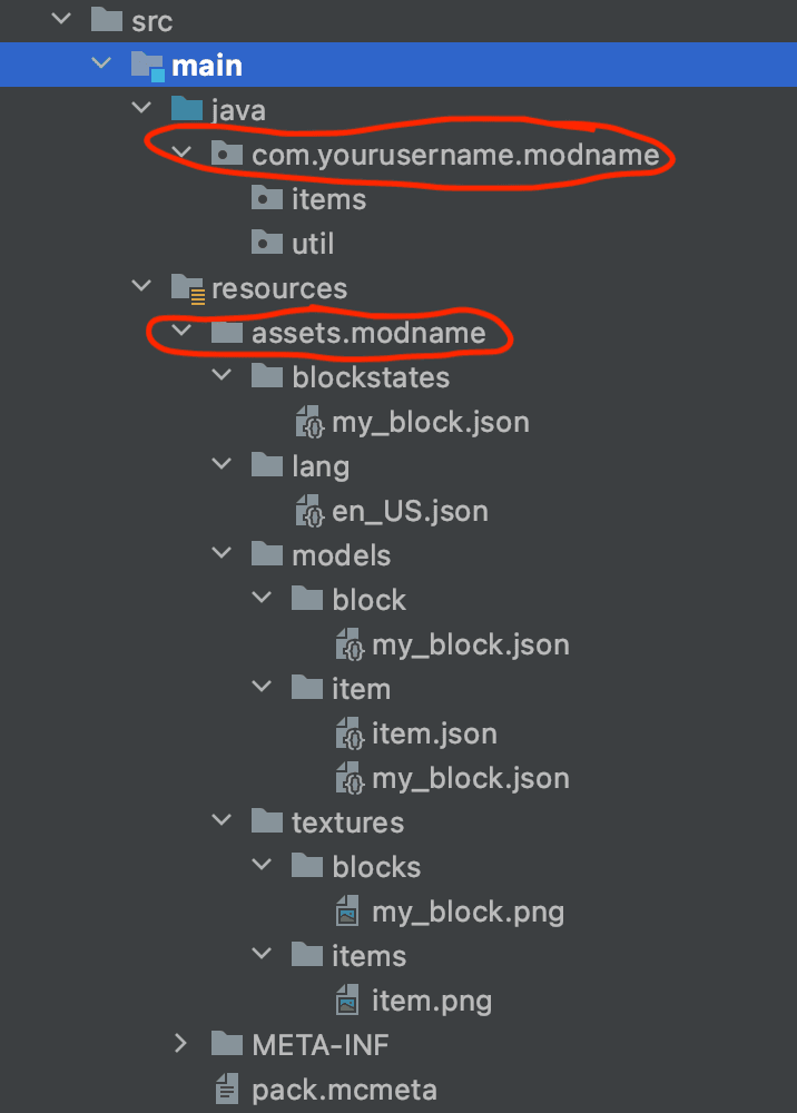directory list highlighting the ones we need to change