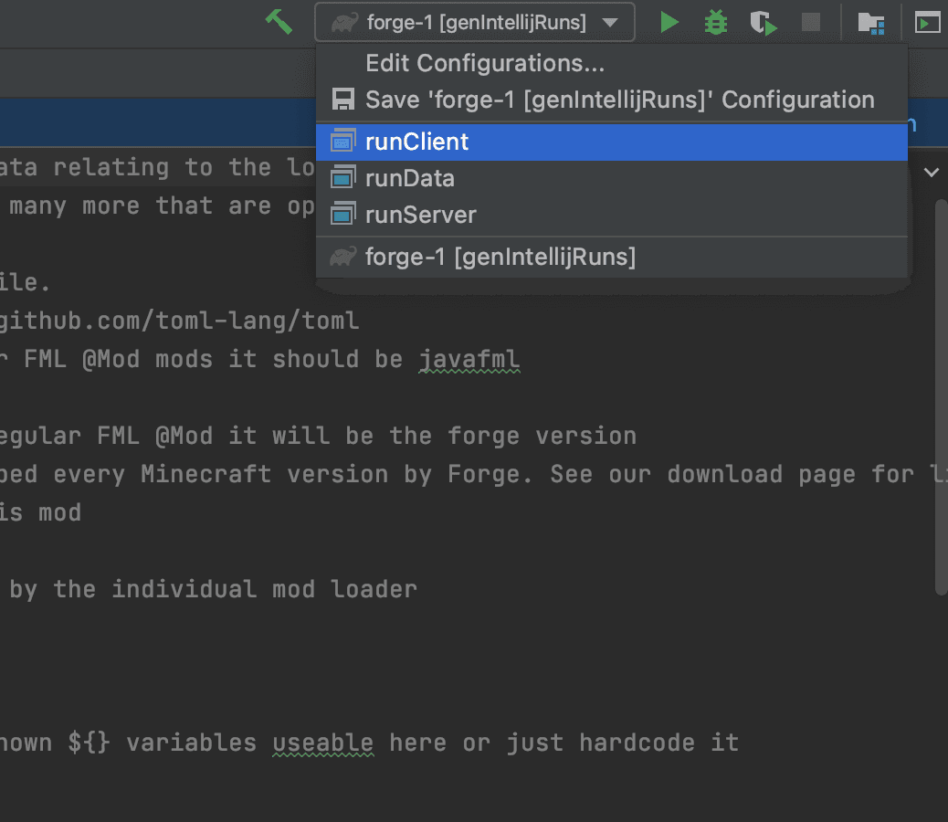 The build menu